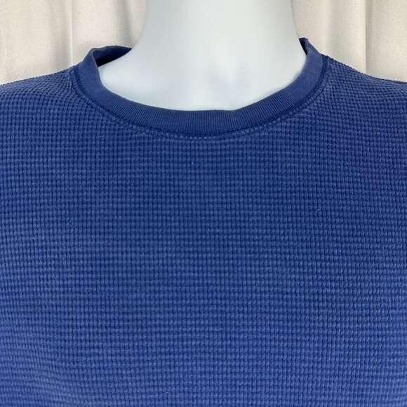 Gap Mens Blue Waffle Knit Long Sleeve Athletic Fit Shirt Size Medium Cotton - Picture 2 of 6
